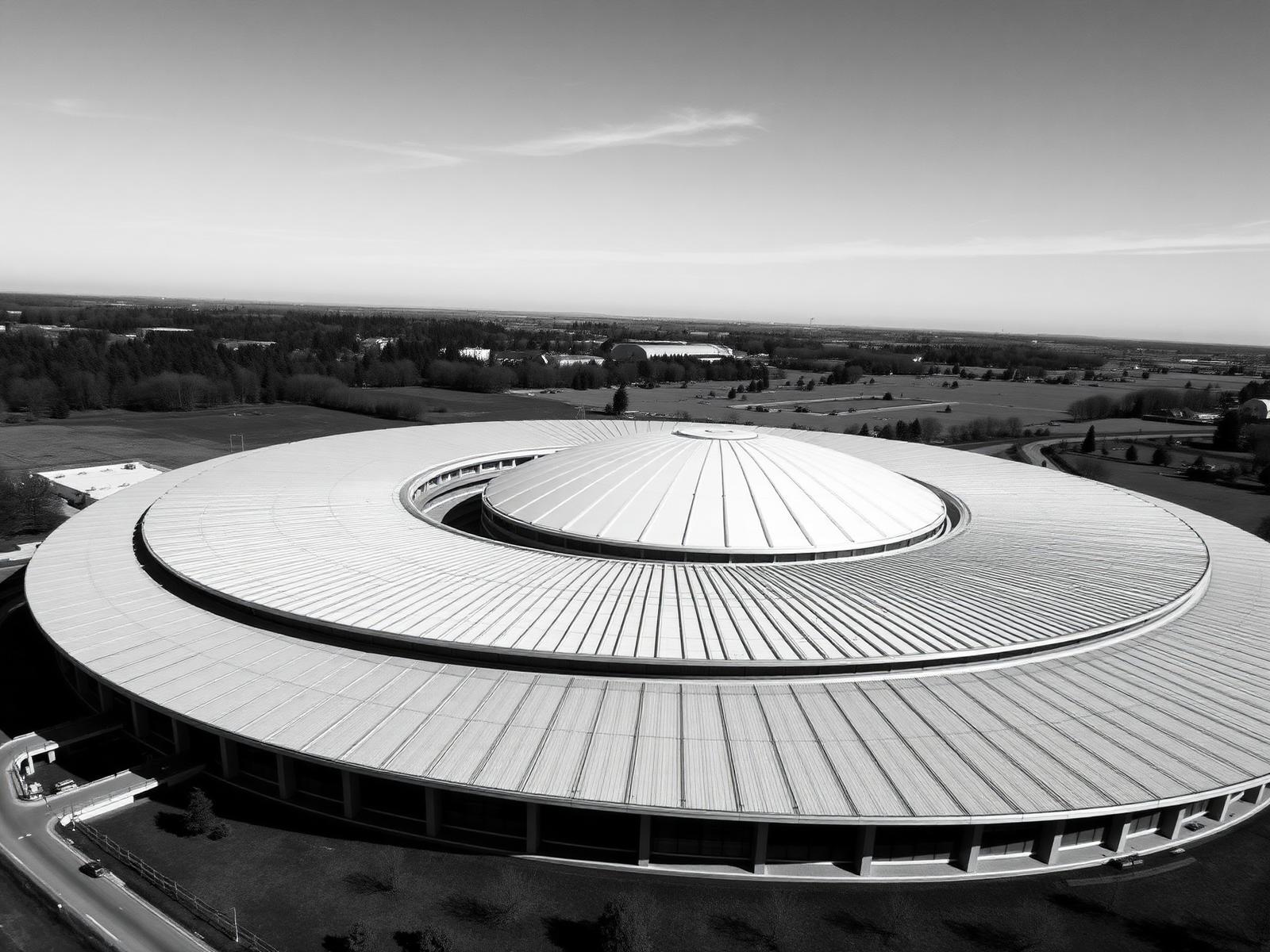 Aerial view of the MAX IV synchrotron facility outside Lund